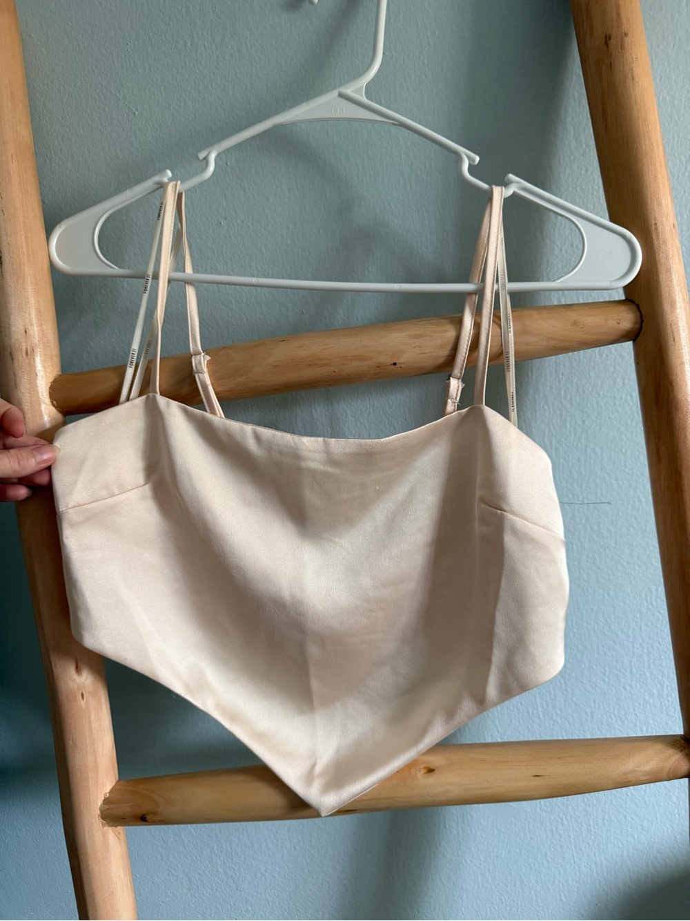 Forever 21 Cream Satin Bandeau Cami with Pointed Hem